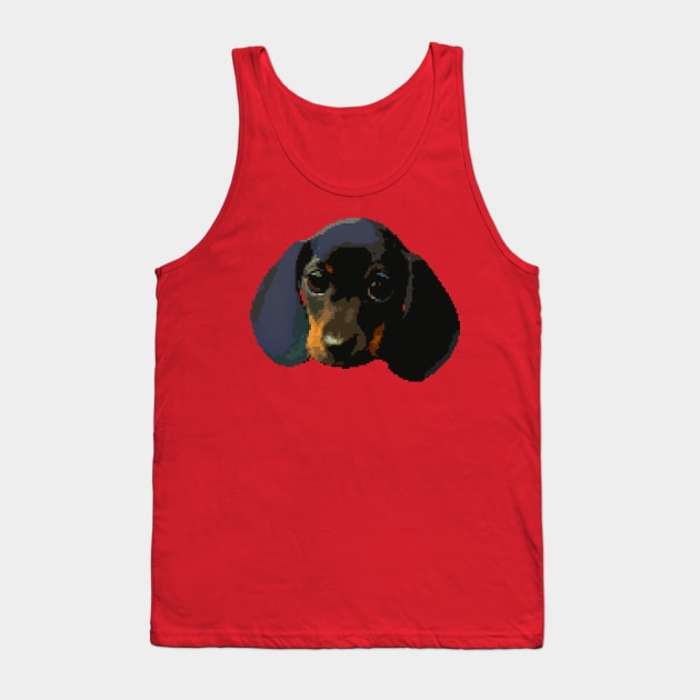 Dachshund puppy head pixel art Tank Top by Arteria6e9Vena